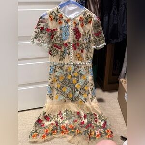 Vibrant Floral Embroidered Dress